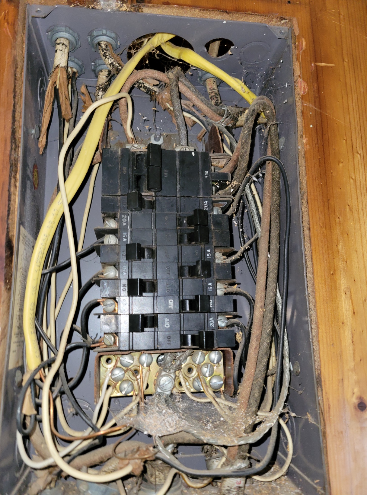 Detailed view of panel wiring for troubleshooting work