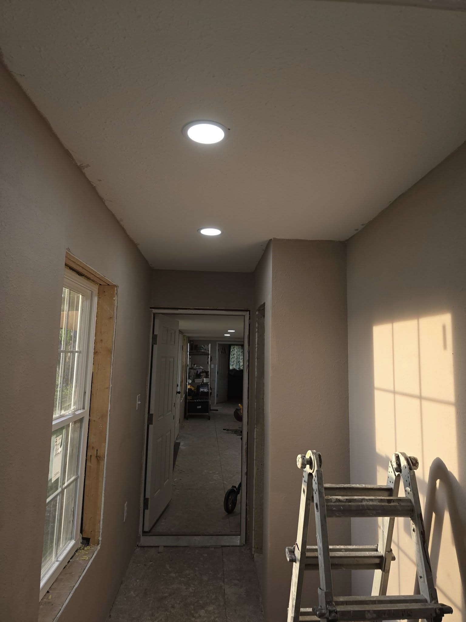 Hallway remodel with recessed lighting