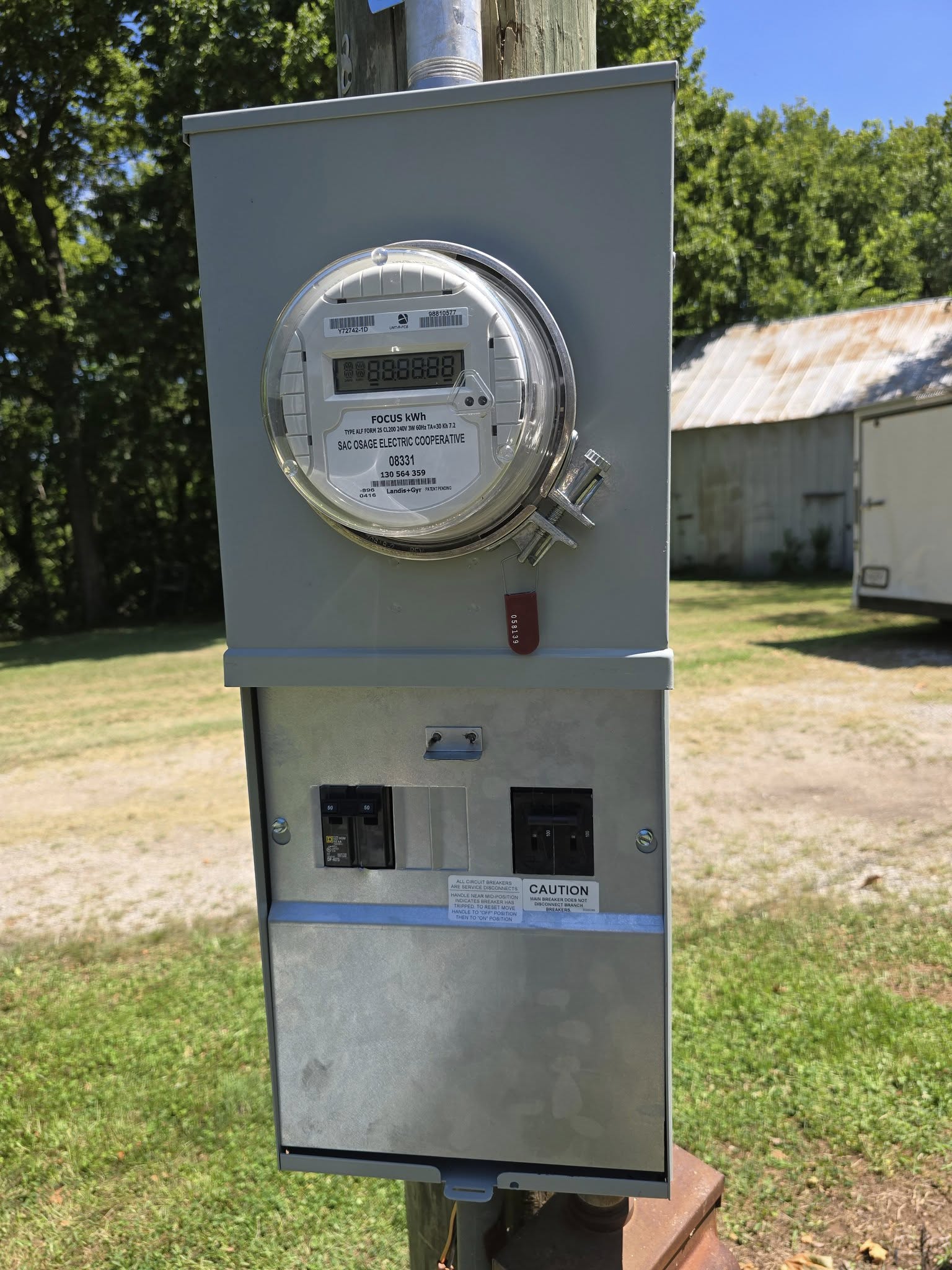 Meter and service equipment installed outside a property