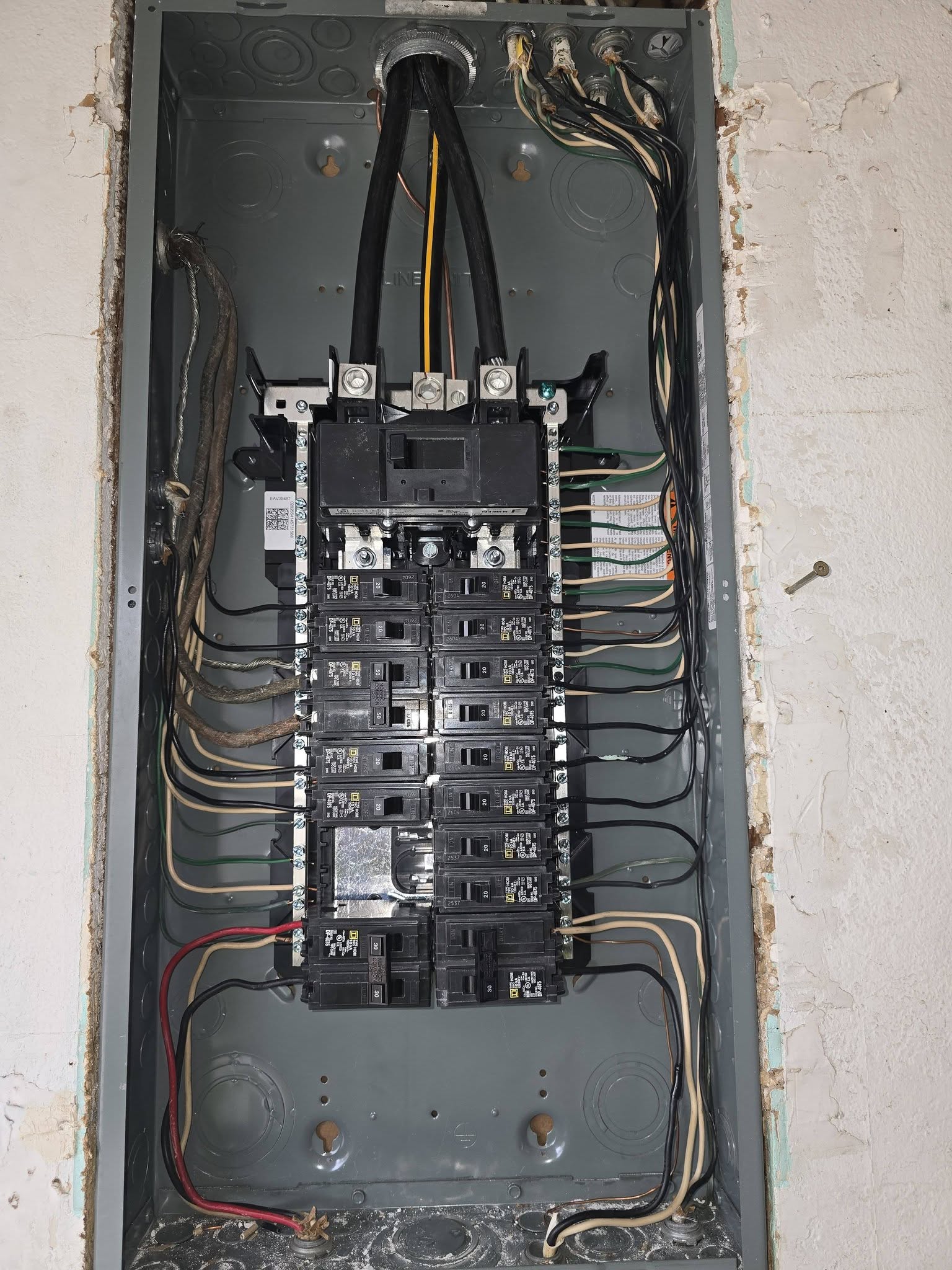 Open electrical panel during repair or upgrade work