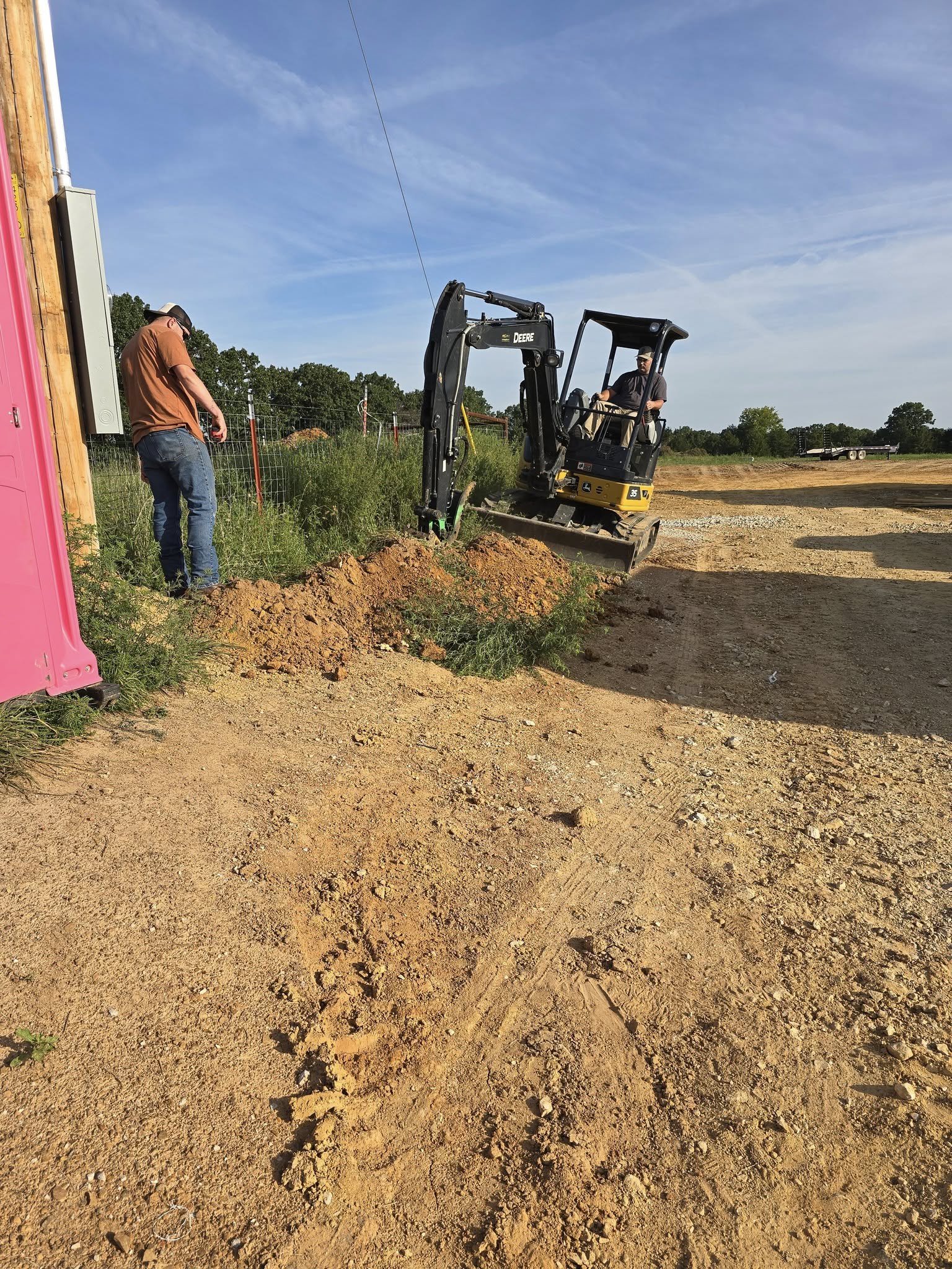 Trenching work for electrical service installation